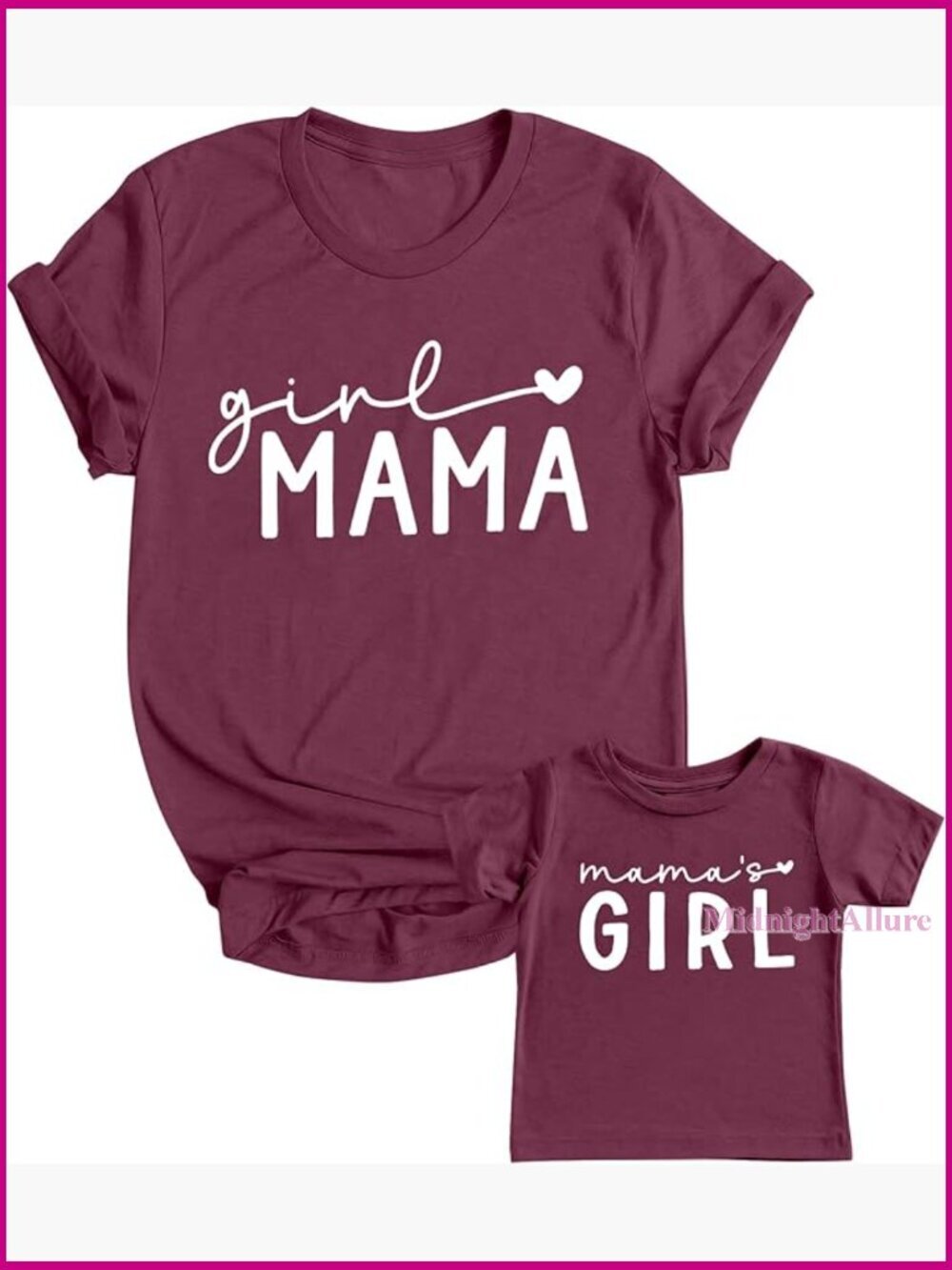 Matching Mommy Me Heart Graphic Shirt Short Sleeve T-Shirt Casual Cotton Blend